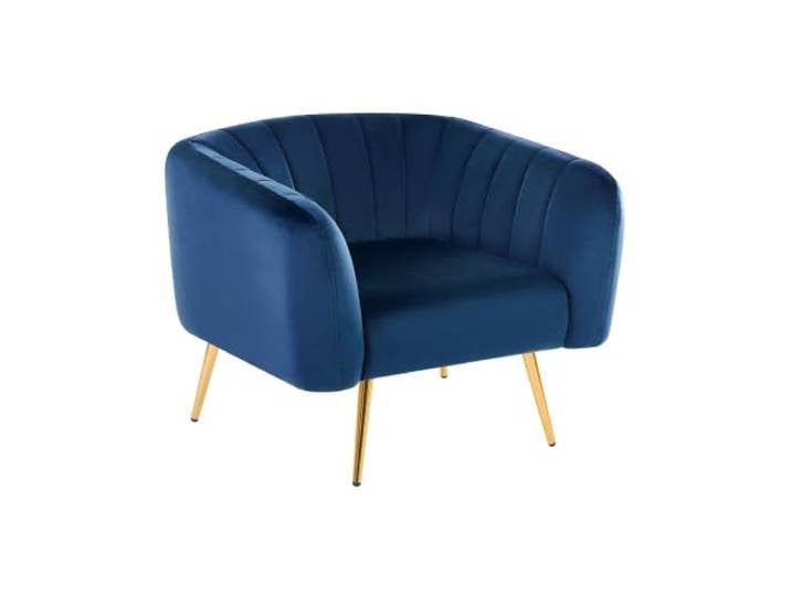Beliani Polstersessel aus Samtstoff in Blau mit Armlehnen Metallgestell in Gold Laconia