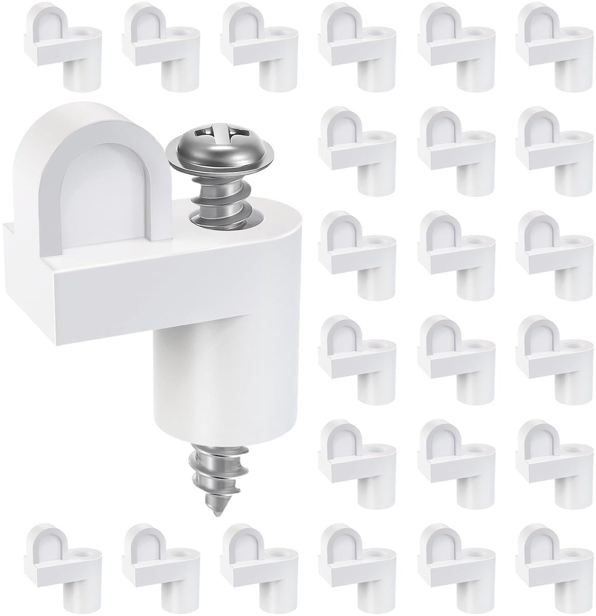 Oneay Raamhorclips met schroeven, 24 stuks, wit