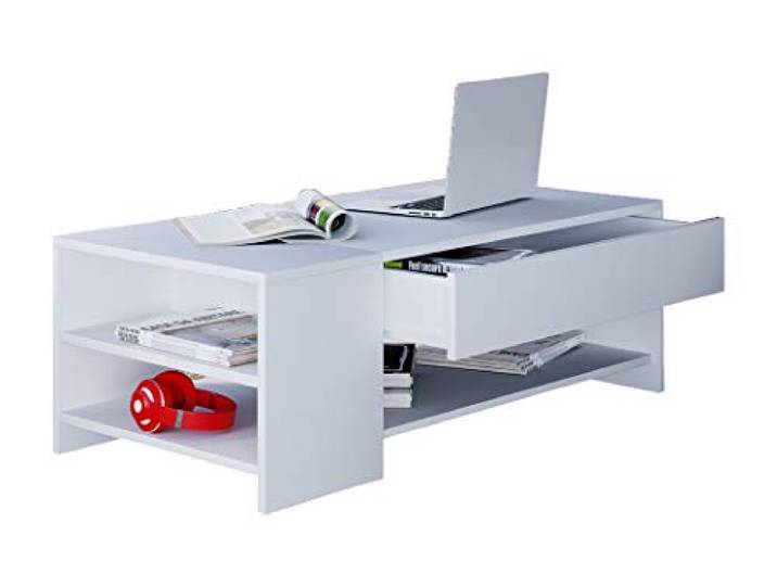 VCM Houten bijzettafel Salontafel Sofa-tafel Woonkamertafel Lade Tindus Houten bijzettafel Salontafel Sofa-tafel Woonkamertafel Lade Tindus Wit/Wit