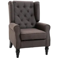 HOMCOM Einzelsessel Relaxsessel Einzelstuhl mit Tufting Holzfüße Polyester Braun 76 x 86 x 108 cm