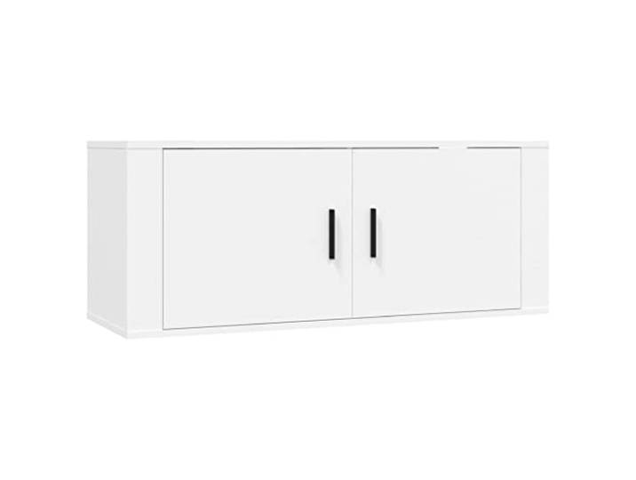 GKHPYURE TV-Schrank zur Wandmontage, weiß, 100 x 34,5 x 40 cm Mehrschichtholz, 2 Fächer, stabile Tischplatte für Dekoration, Wandmontage
