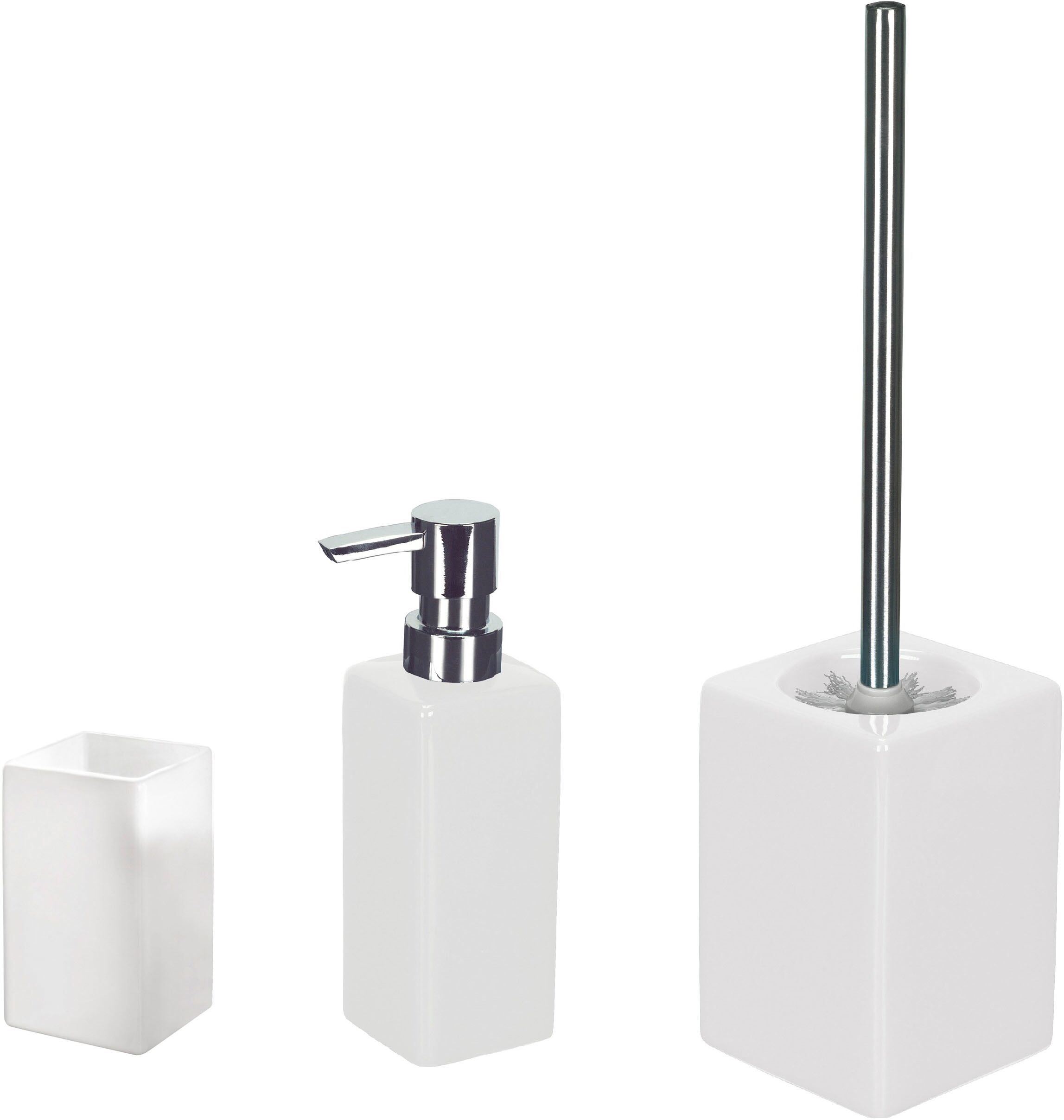 Badaccessoire-Set KLEINE WOLKE "Flash", weiss (schneeweiß), Stein, Badaccessoires-Sets, Badaccessoire-Set schneeweiß Einheitsgröße