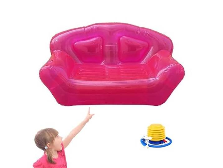 Transparente klare aufblasbare Sofa Double Person PVC Sofa Blow Up Couch Sitzsack Lazy Sofa Stuhl Lounger for Erwachsene Teenager Mädchen (Color : Pink, Size : 71x35x37inch)
