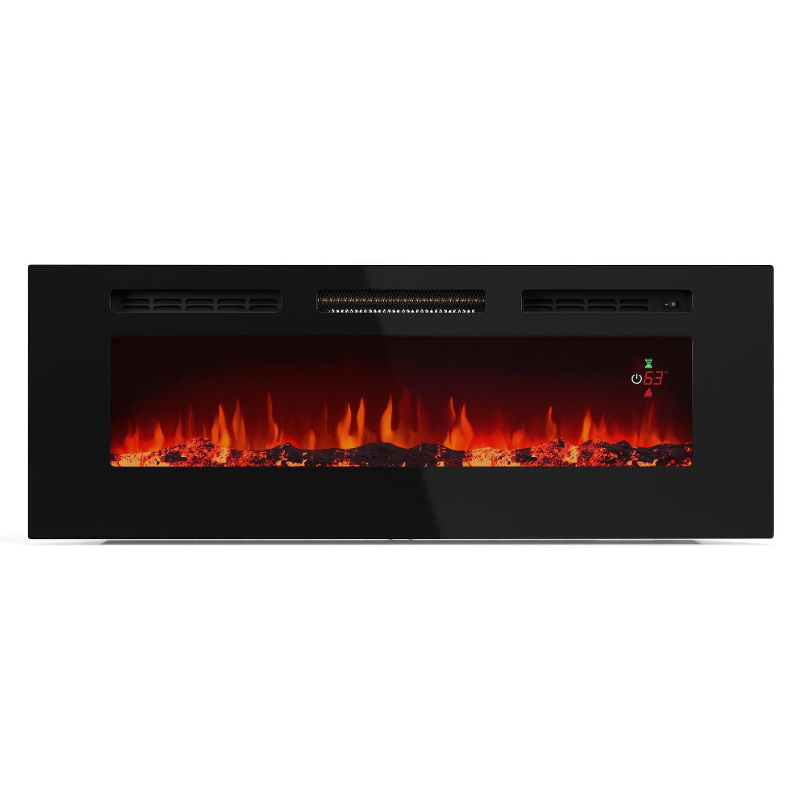Galeras Smart Elektrokamin 2 Heizstufen 16 – 30° LED-Flammenillusion IOT-fähig Schwarz 127 x 47 x 13 cm