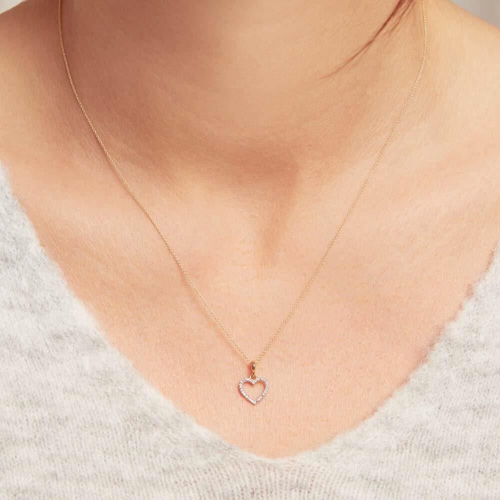 Unique 585er Goldkette Herz für Damen mit Diamanten gold