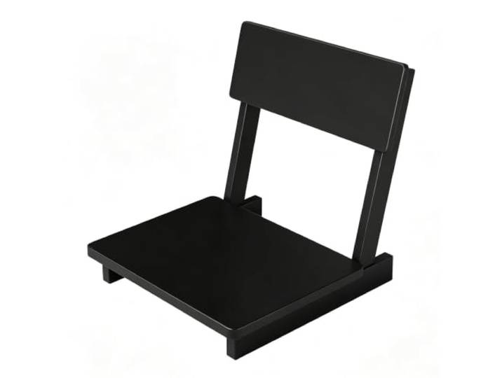 Tatami-Stuhl,Wohnzimmer Bodenstuhl,Beinloser Stuhl Holz Faules Sofa, Stuhlrückenstütze,Bodenstuhl Sitz Mit Kissen,Platz Sparen,Geeignet FüR Wohnzimmer,Erker,Balkon(Black)