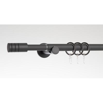 Gardinenstange LIEDECO "Stilgarnitur "Zylinder" ausziehbar 16/19 mm", schwarz (steingrau), Ø:19mm, Eisen, Gardinenstangen, teleskopisch ausziehbar