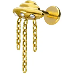 Titan Labret mit Innengewinde UFO + KETTE + KRISTALLE
