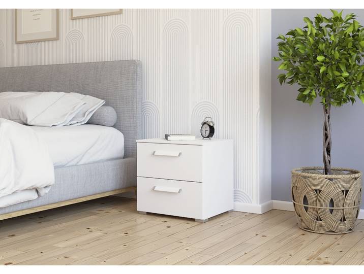 Table de chevet 49cm Blanc/Blanc alpin