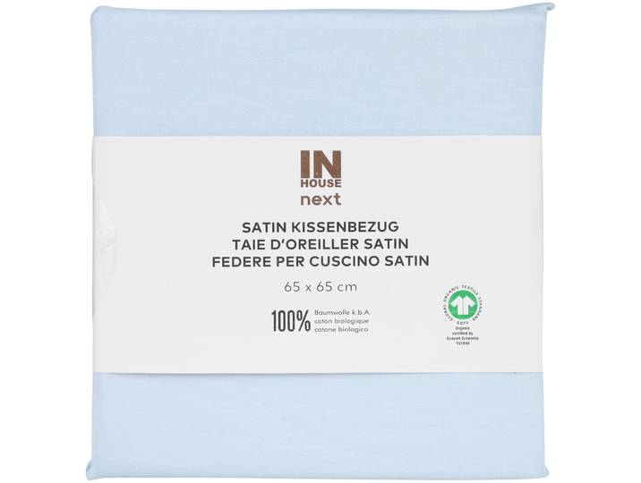 Inhouse Kissen Gots Satin Paspel 65x65 hellblau