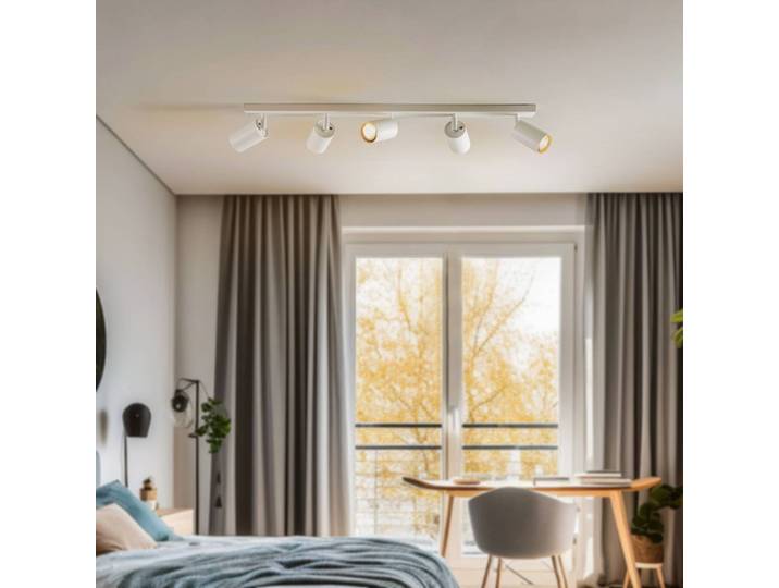 Deckenstrahler Zoom, 5-flammig, weiß Zoom SIGMA, dimmbar, weiß / opal, für Wohn- / Esszimmer, Metall, Modern, Strahler