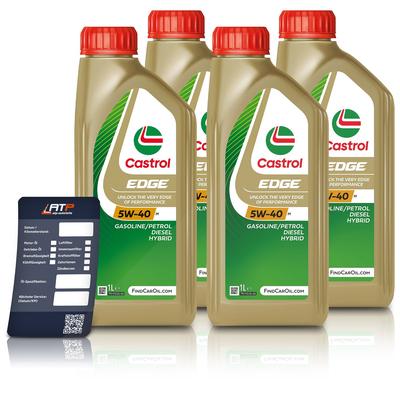 Castrol 4x 1 L EDGE 5W-40 M + Ölwechsel-Anhänger [Hersteller-Nr. 15F70F]