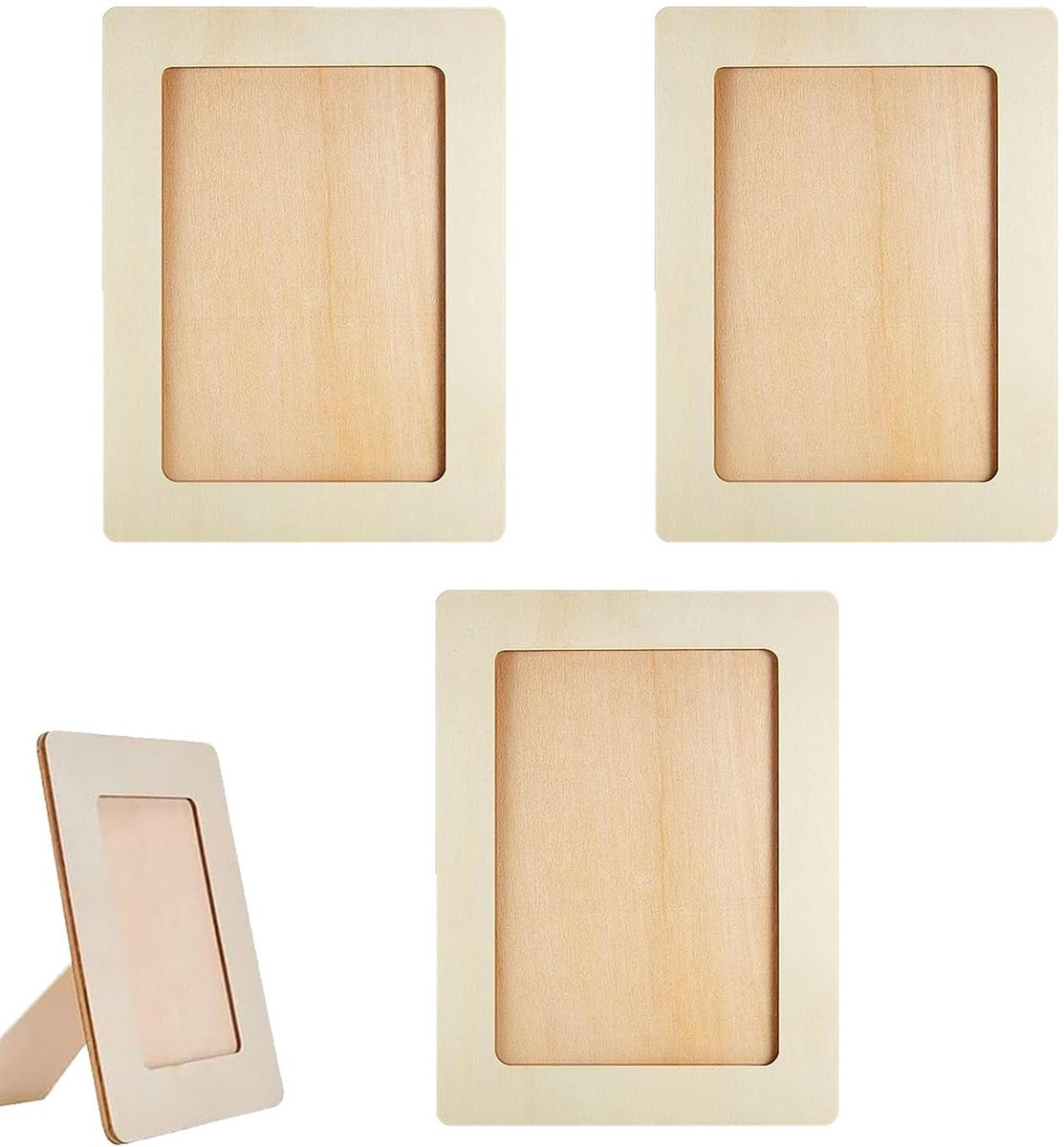 Dailygoods Houten Fotolijst - 4 Stuks - Rechthoekig - Houtkleur - 14 x 19 cm