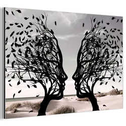 METALLBILD Strand - Meer - Menschen - Baum - Moderne Kunst 30x20 cm
