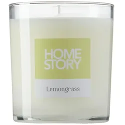 HOME STORY Duftkerze im Glas "Lemongrass"   , grün , Wachs,Glas , Maße (cm): H: 8  Ø: 7