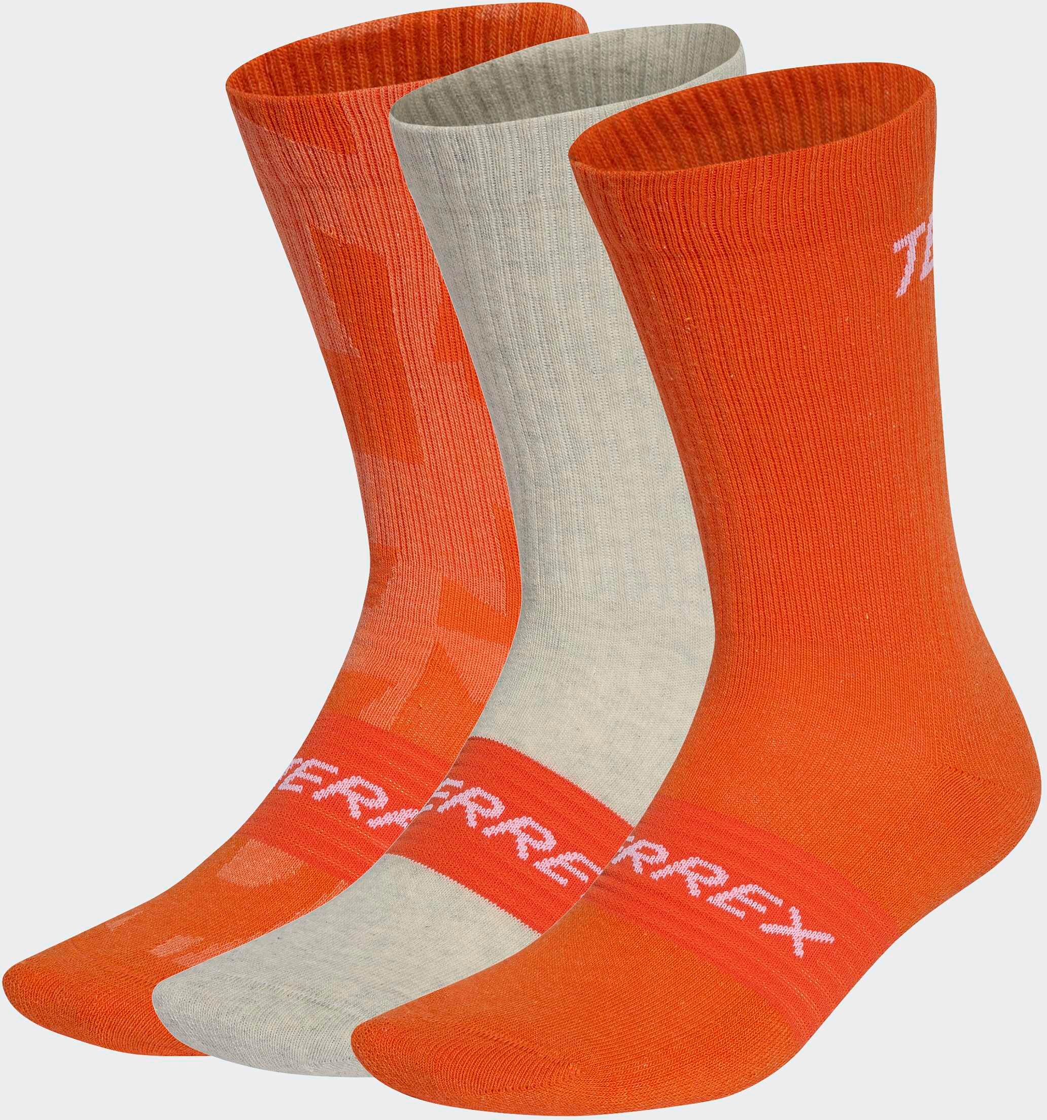 Wandersocken ADIDAS PERFORMANCE "MULTI, 3 PAAR", Gr. L (43/45), orange (semi impact orange, semi impact orange, weiß), Obermaterial: 55% Baumwolle, 37% Polyester, 4% Elasthan, 4% Polyamid, Socken Wandersocken, für Erwachsene geeignet, im 3er-Pack semi imp