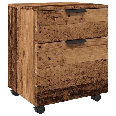 DELUKE Rollcontainer MOSAB rollbar Altholz 45x38x54 cm | Nachttisch mit Rollen Aktenschrank rollbar kleiner Schubladenschrank