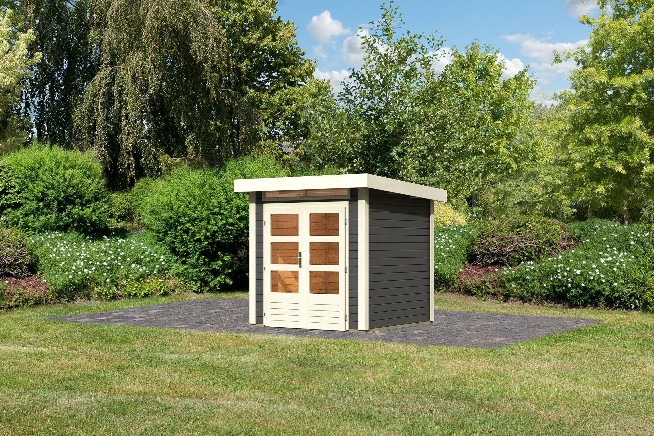 Karibu Gartenhaus Gerätehaus Kandern 1 terragrau 204x204x222 cm