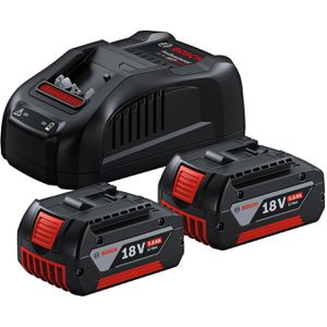 Bosch Werkzeug-Akku Starter-Set, 18V / 5,0Ah, 2 Akkus und Ladegerät