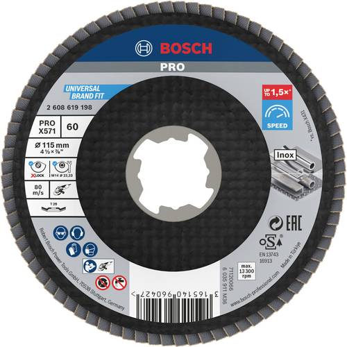 Bosch Accessories 2608619198 Fächerschleifscheibe Durchmesser 115cm Körnung (num)=60
