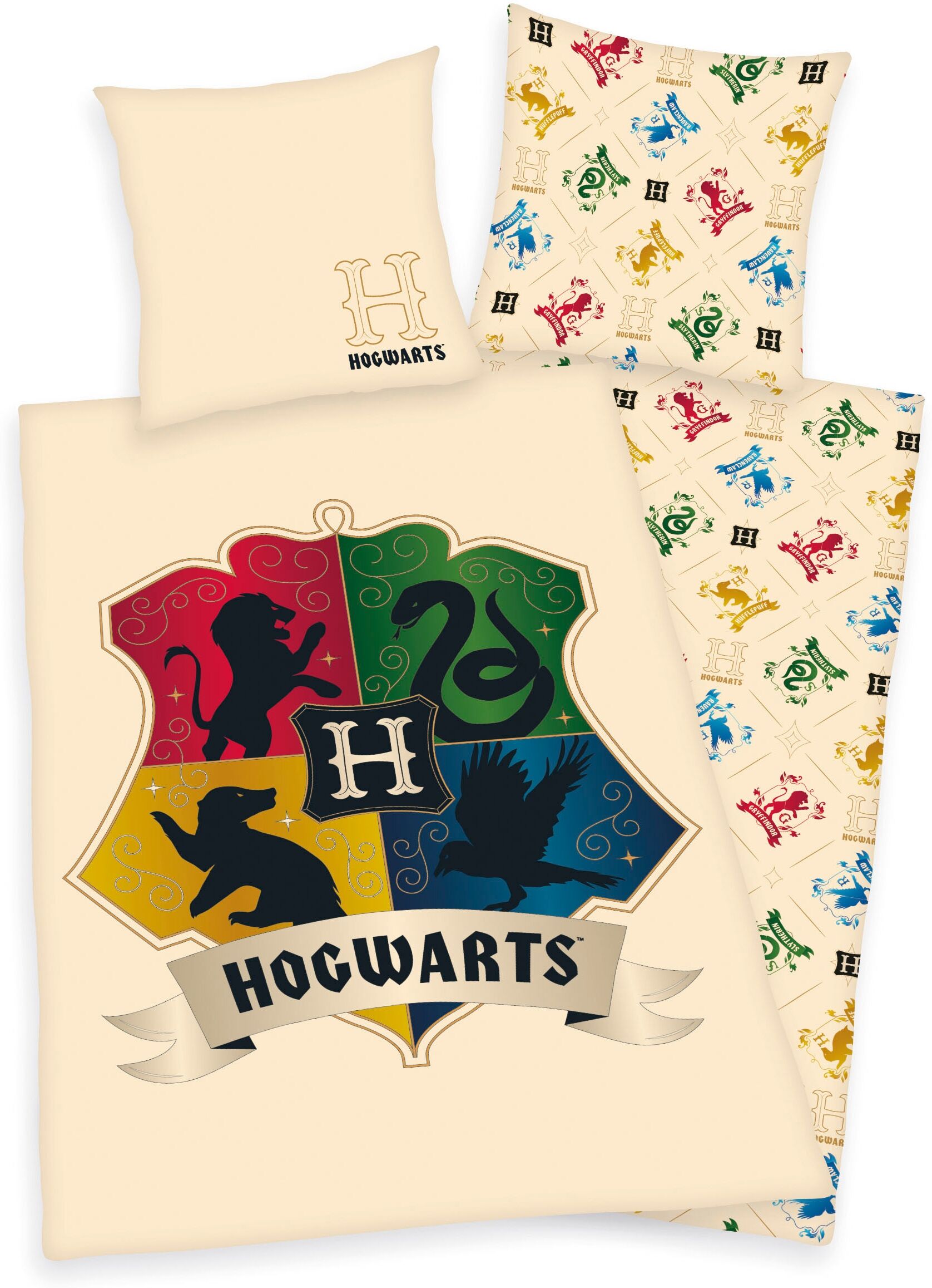 Wendebettwäsche HARRY POTTER "Harry Potter", bunt, B/L: 135cm x 200cm, 1 Stk., 1 Stk., Linon, B/L: 80cm x 80cm, Linon, Obermaterial: 100% Baumwolle, Bettwäsche, Wendebettwäsche, mit tollem Harry Potter Motiv bunt B/L: 135cm x 200cm, 1 Stk., 1 Stk., Linon,
