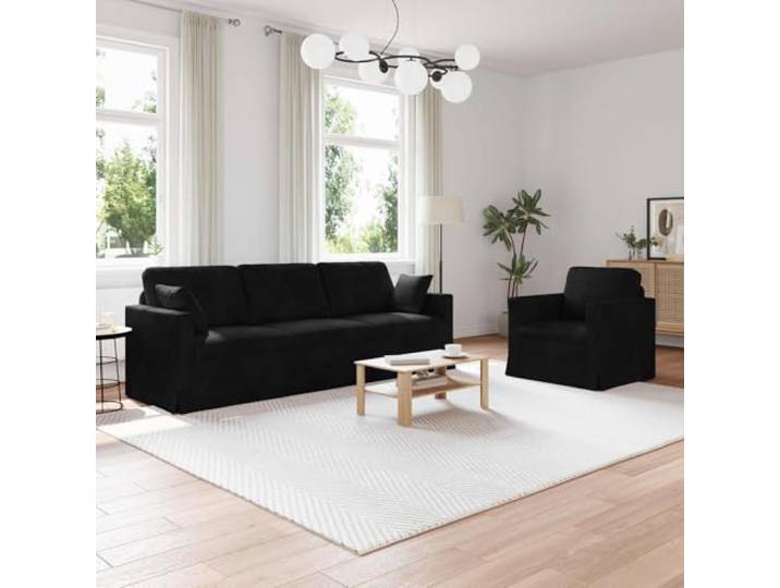 KGHERMDF Modulares Sofa Set 2 STK Schwarz Samt mit Metallrahmen Samtbezug, Metallrahmen, Schaumstoffkissen, modulares Design, Wohnzimmer Schlafzimmer, einfache Pflege
