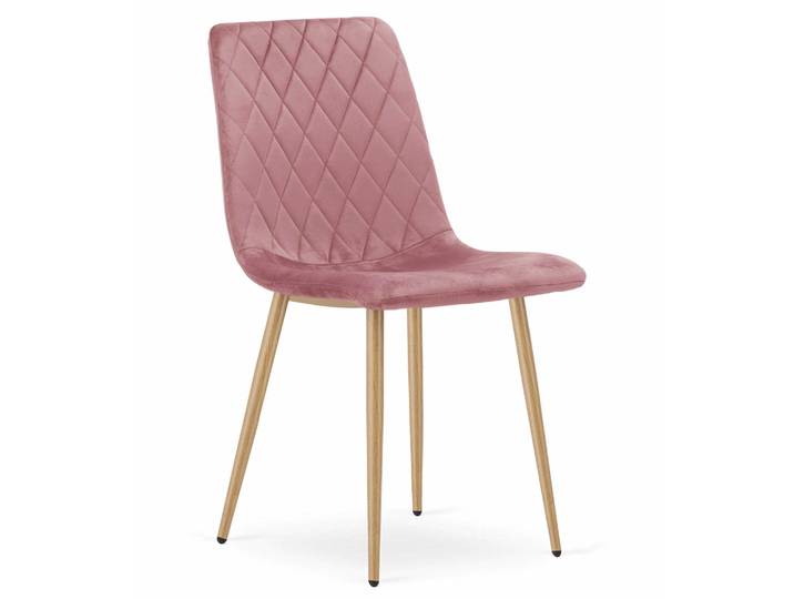 Chaise Valora TURIN\, velours\, pieds en bois\, 1 pièce - Chaise rose tendre aux accents de bois chaleureux