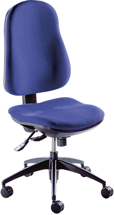 Bürostuhl, Punktsynchron-Mechanik, ohne Armlehnen, Bezug blau eurokraft pro