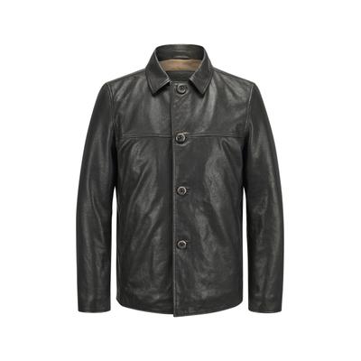 Winterjacke MILESTONE "MSMarlon", Herren, Gr. 50, schwarz, Casual, regular fit, Jacken Winterjacke, aus hochwertigem Leder