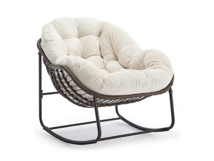 LuxusKollektion Schaukelstuhl Schaukelstuhl Papasan Übergröße Weiß