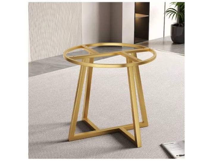 exproyzk Mobiler Runder Tischfuß Aus Stahl, Gestell Für Küchenarbeitstisch Verstärkte Querstrebe, mehrere Montagebohrungen, abgerundete Ecken; für Couch- oder Esstisch(Gold,70x43cm)