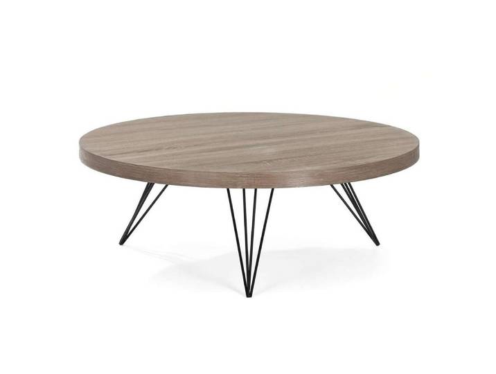LebensWohnArt Couchtisch Lounge Couchtisch GRIGIO 90cm hellgrau Eichen-Optik Metallgestell