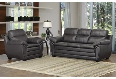 Upton Premium Brown Top Grain Leather Sofa and Chair