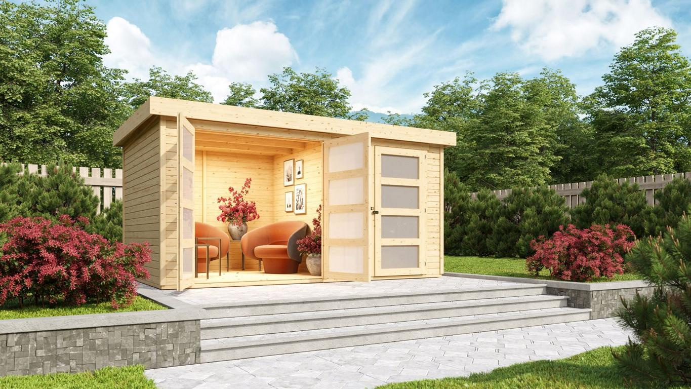 KARIBUHOLZT Hepstedt 2 naturbelassen, 4,04x2,72x2,12m 16905125
