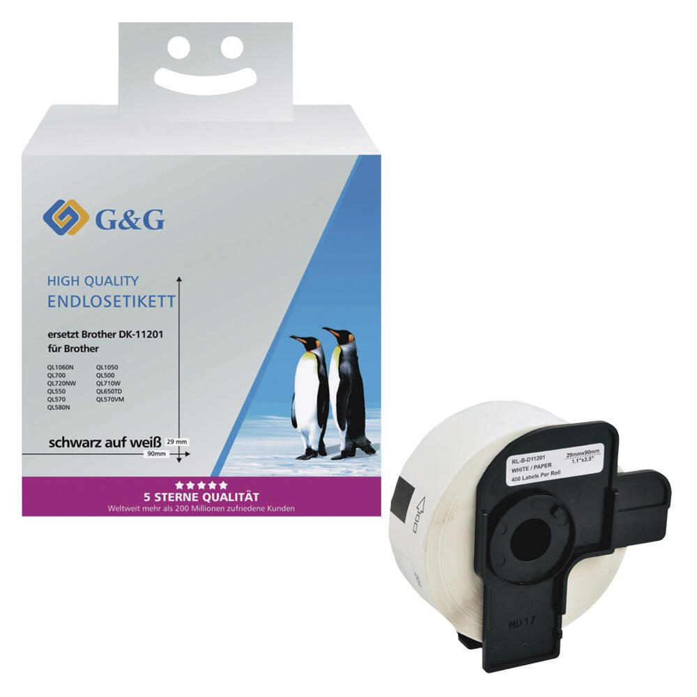 G&G Etikettenrollen ersetzt brother DK-11201, 29,0 x 90,0 mm 14948