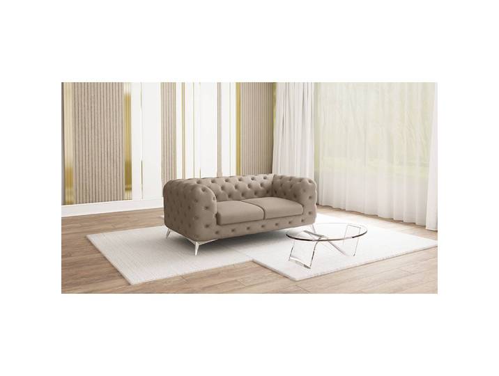 2-Sitzer Sofa Braun Microfaser Enza 185 x 73 x 100cm Glamour