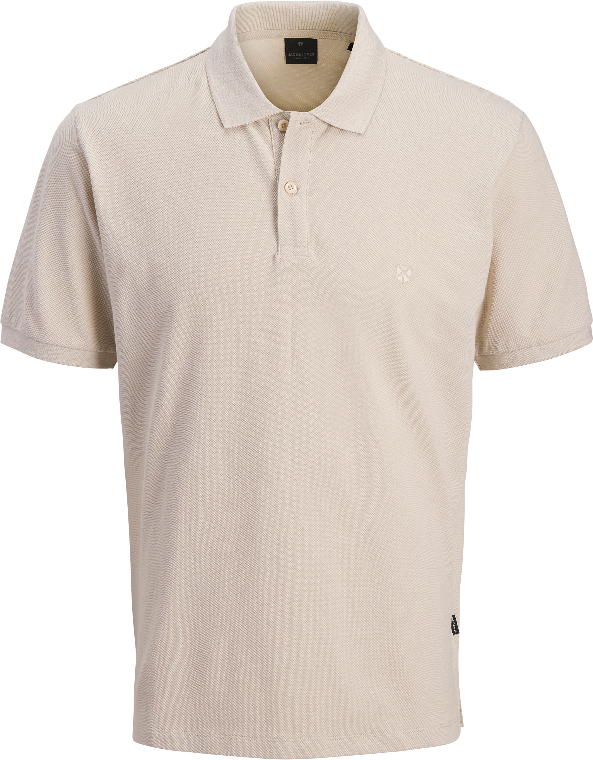 Poloshirt JACK & JONES "JPRBLAWESTON SS POLO", Herren, Gr. S, beige (ancient scroll detail:solid), Jersey, Obermaterial: 100% Baumwolle, unifarben, regular fit normal, ohne Ausschnitt, angesetztes Bündchen, Shirts Poloshirt, mit Stickerei ancient scroll d