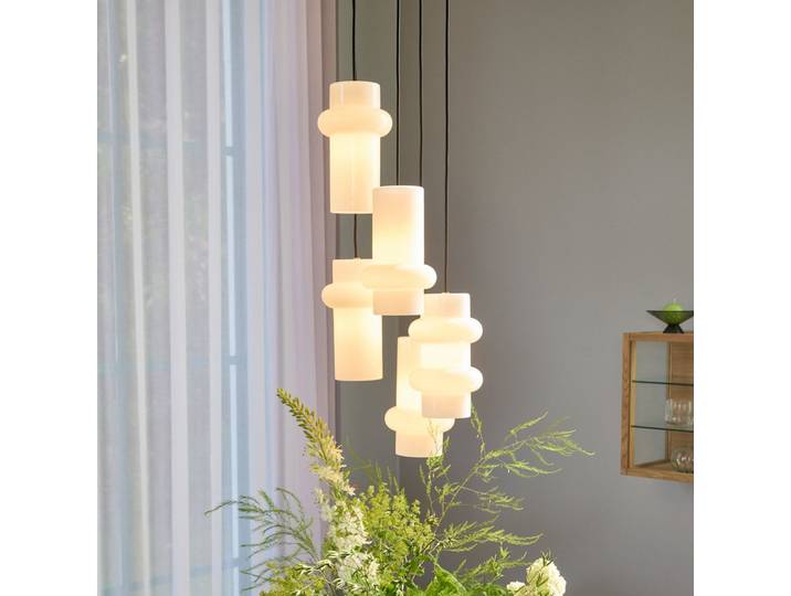 Suspension Pilule Down, blanc mat, Ø 15 cm - Hübsch - Salon / séjour - Scandinave - Verre - À ampoule unique