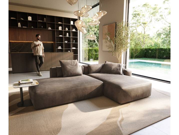 Canapé d'angle Freestyle Pure 310x200 cm Microfibre taupe vintage