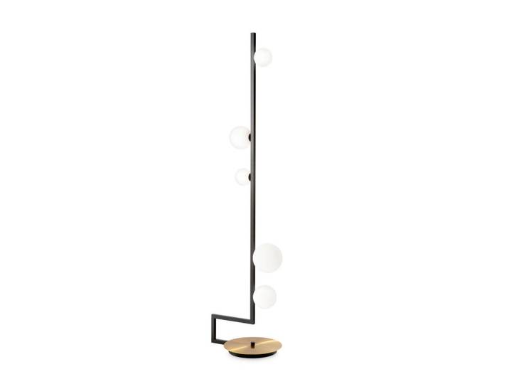 Ideal Lux Stehleuchte Birds Pt5, Schwarz, Goldfarben, Metall, Glas, 19 mm,19 mm,19 mm,19 mm,19 mm, 44x160x30 cm, Lampen & Leuchten, Innenbeleuchtung, Stehlampen, Stehlampen