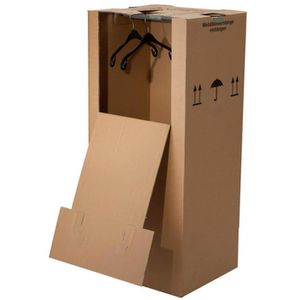 BB-Verpackungen Umzugskartons Kleiderbox, 2-wellig, belastbar bis 60kg, Innenmaße 60 x 51 x 135cm