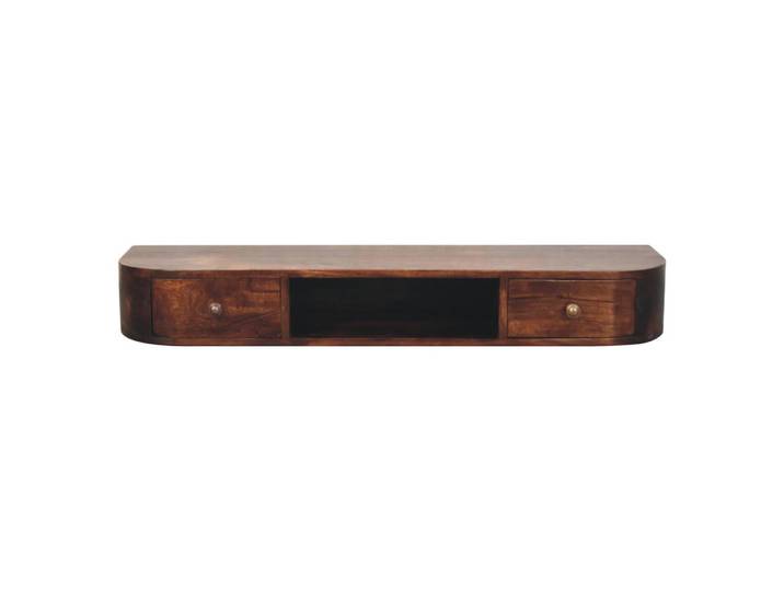 Artisan Furniture Konsolentisch Kastanien-Finish, 2 Schubladen, 1 offenes Regal, Dunkelbraun, Holz, Echtholz,Mangoholz, 30x15x110 cm, Wohnzimmer, Regale, Wandboards