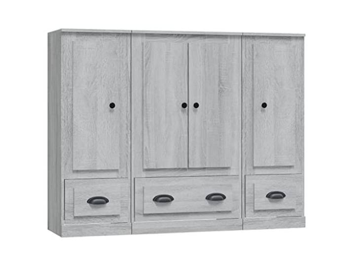 GHVBNMF Highboard 3er Set Grau Sonoma Anrichte Kommode aus Holzwerkstoff Dreiteilige Kommode in Sonoma-Grau für Wohnzimmer und Flur. Vielseitiger Stauraum mit standfester Wandbefestigung.