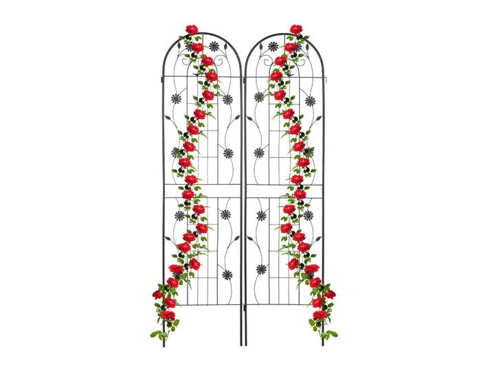 Relaxdays Rankgitter Schwarz 2er-Set Metall 200x50 cm, 50x200x1.5 cm, Dekoration, Gartendeko