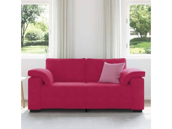 KTHLBRH Sofa Samt Weinrot 180 cm Dicker Schaum, Metallrahmen, 2 Seitenkissen, Wohnzimmer Schlafzimmer