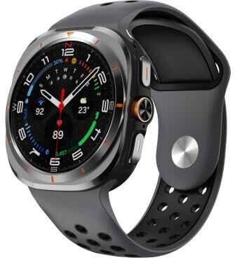 Everyday Crate Samsung Galaxy Watch Ultra 47mm Silicone Watch Band Two Color Sport Strap With Reverse Buckle coal Black