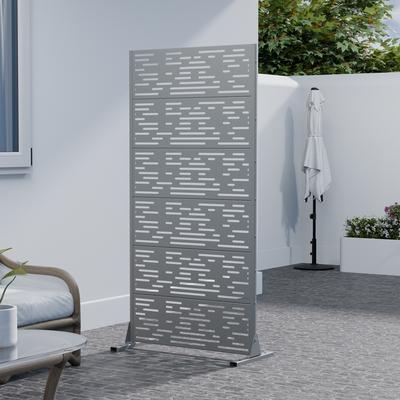 Lirago Metal Privacy Screen Freestanding Outdoor Divider Rust-Proof Galvanized Steel Decorative Fence Panel