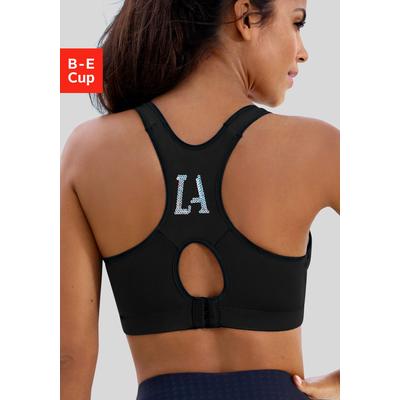 Sport-BH LASCANA ACTIVE, Damen, Gr. 90, Cup B, schwarz, Microtouch, Obermaterial: 90% Polyester (COOLMAX), 10% Elasthan (LYCRA), BHs Sport-BH, mit LA-Buchstaben aus funkelnden Pailletten aus Coolmax-Material