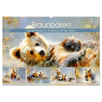 Braunbären. Teddy-Familie im Einklang mit der Natur (Wandkalender 2027 DIN A2 quer), CALVENDO Monatskalender
