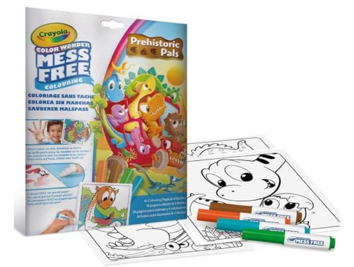 CRAYOLA 75-7158 - Color Wonder Coloring Set met 18 Kleurplaten en 4 Vlekvrije Stiften Onderwerp Dinosaurusvrienden Creatieve Activiteit voor Kinderen leeftijd 3 4 5 jaar 75-7158 Meerkleurig